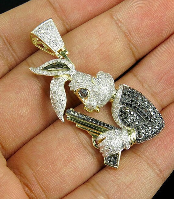 14k Gold Over Diamond Bunny Pendant 