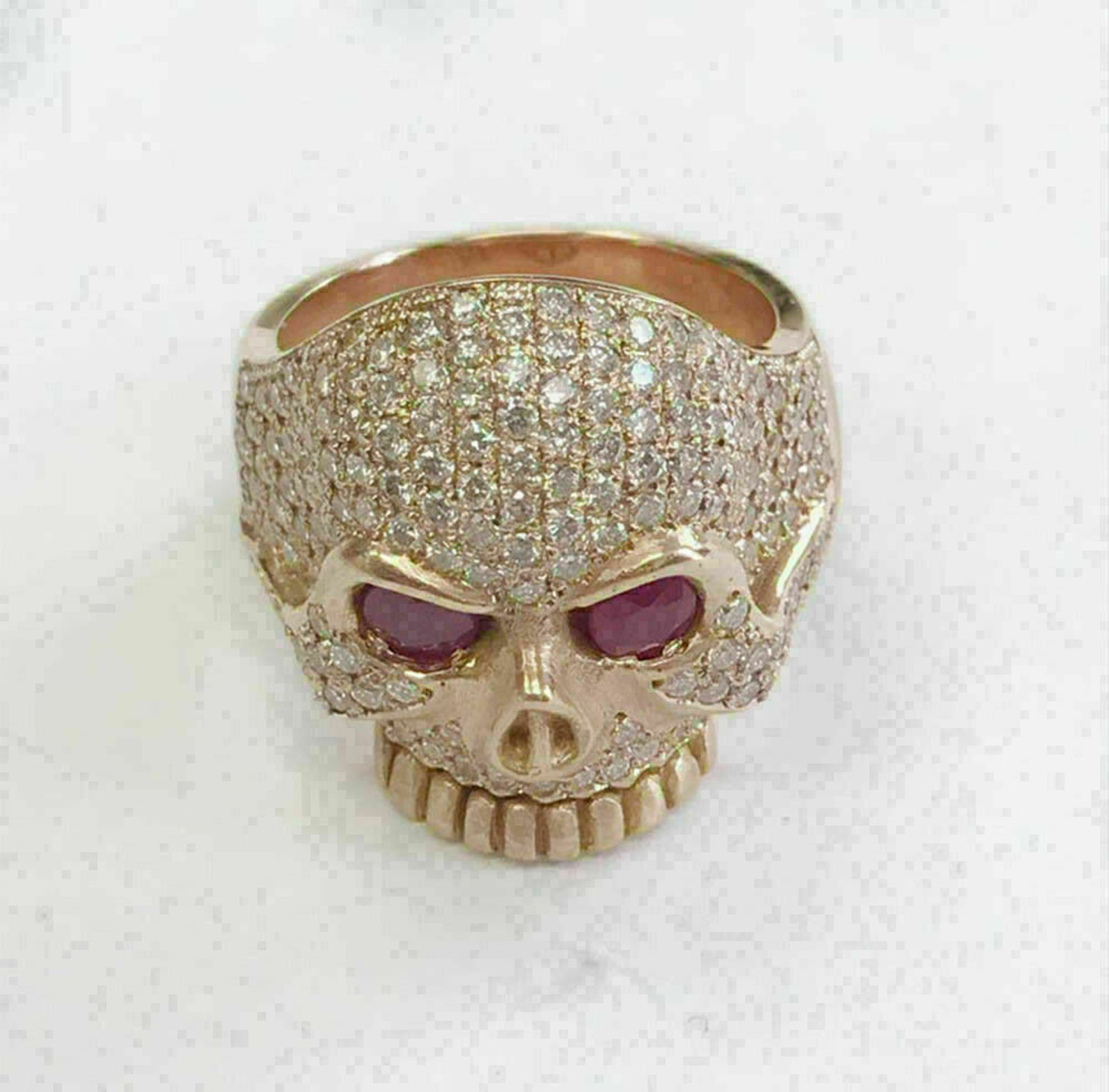 2.5 Ct 14k gold over Skull Ring Diamond Skull Ring skull Etsy