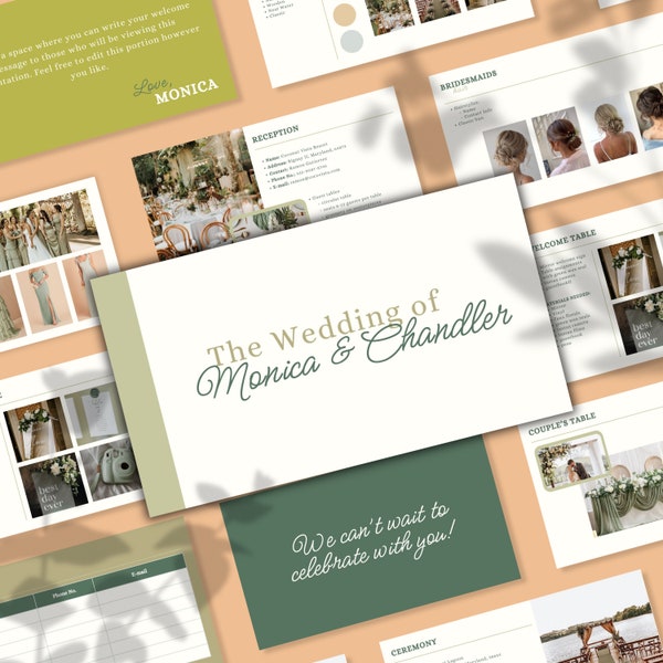 Wedding Presentation Slides Canva Template | Editable Bride Slideshow for Wedding Details | Bridesmaids Slides | Wedding Moodboard Planner