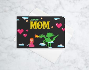 Legendary Mom - Retro Gaming Mother's Day Card – Zelda-Inspired Pixel Art