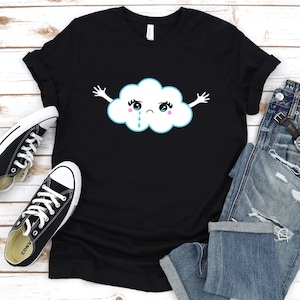 Skyhugs Crying Cloud Tee. Graphic Tee. Anime Cloud Tee. Kawaii Cloud Art. Weekend Shirt. Short-Sleeve Unisex T-Shirt.