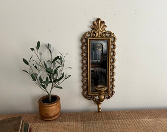 Vintage Gold Ornate Mirror Homco sconce