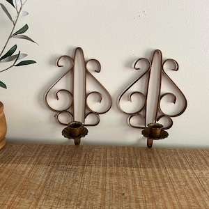 Vintage Gold Ornate Metal Wall Sconces set of 2