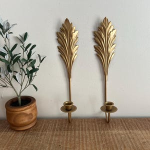 Vintage Gold Leaves Metal wall sconces set of 2