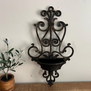 Vintage Gold/Black Ornate Homco Wall Planter