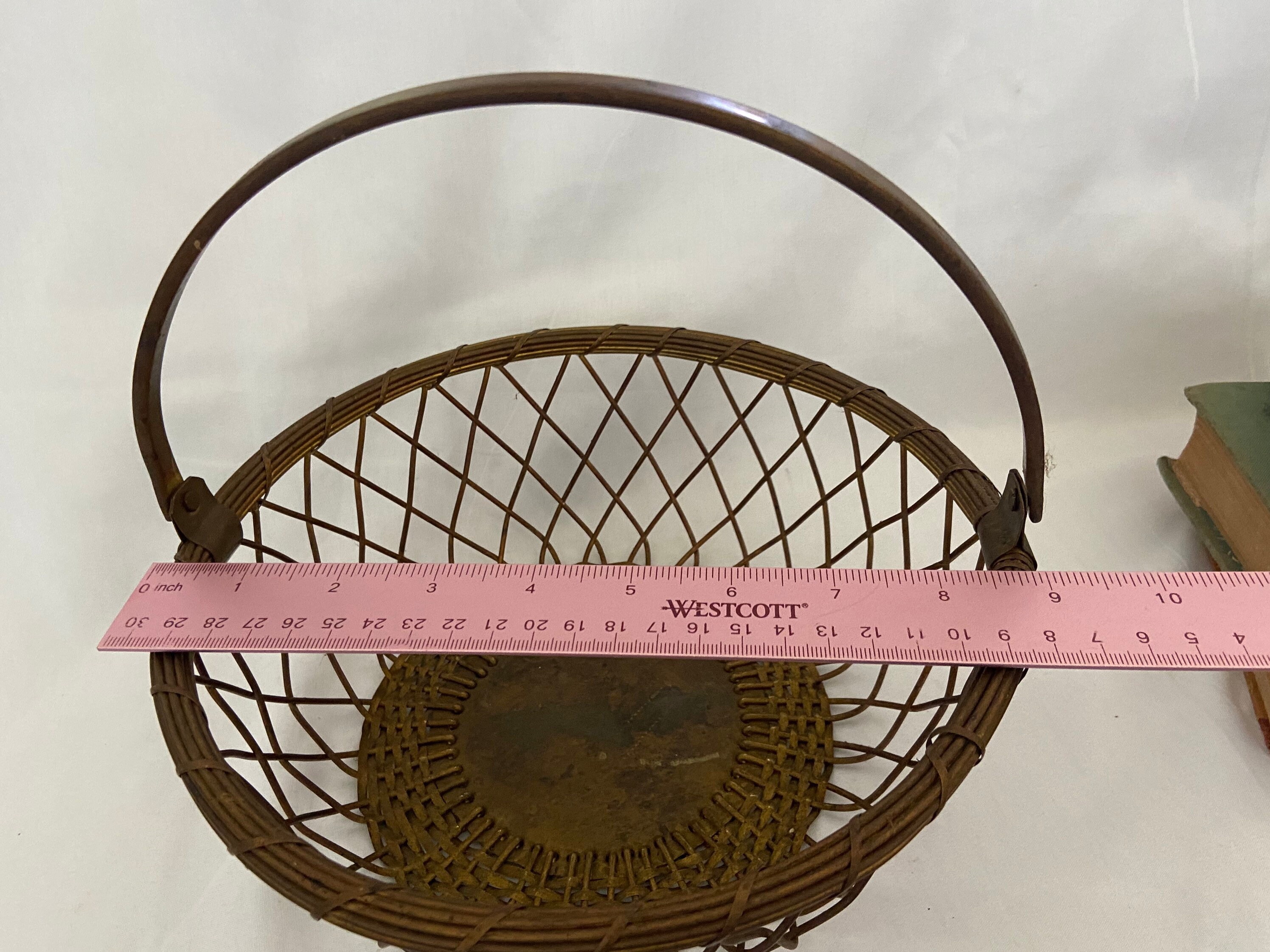 Vintage Brass Wire Basket With Handle Etsy