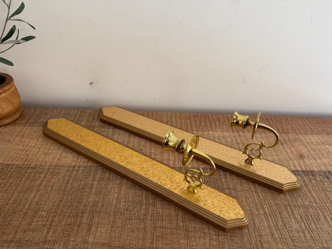 Vintage Gold Wood Home Interior Wall Sconces Set of 2 - Etsy
