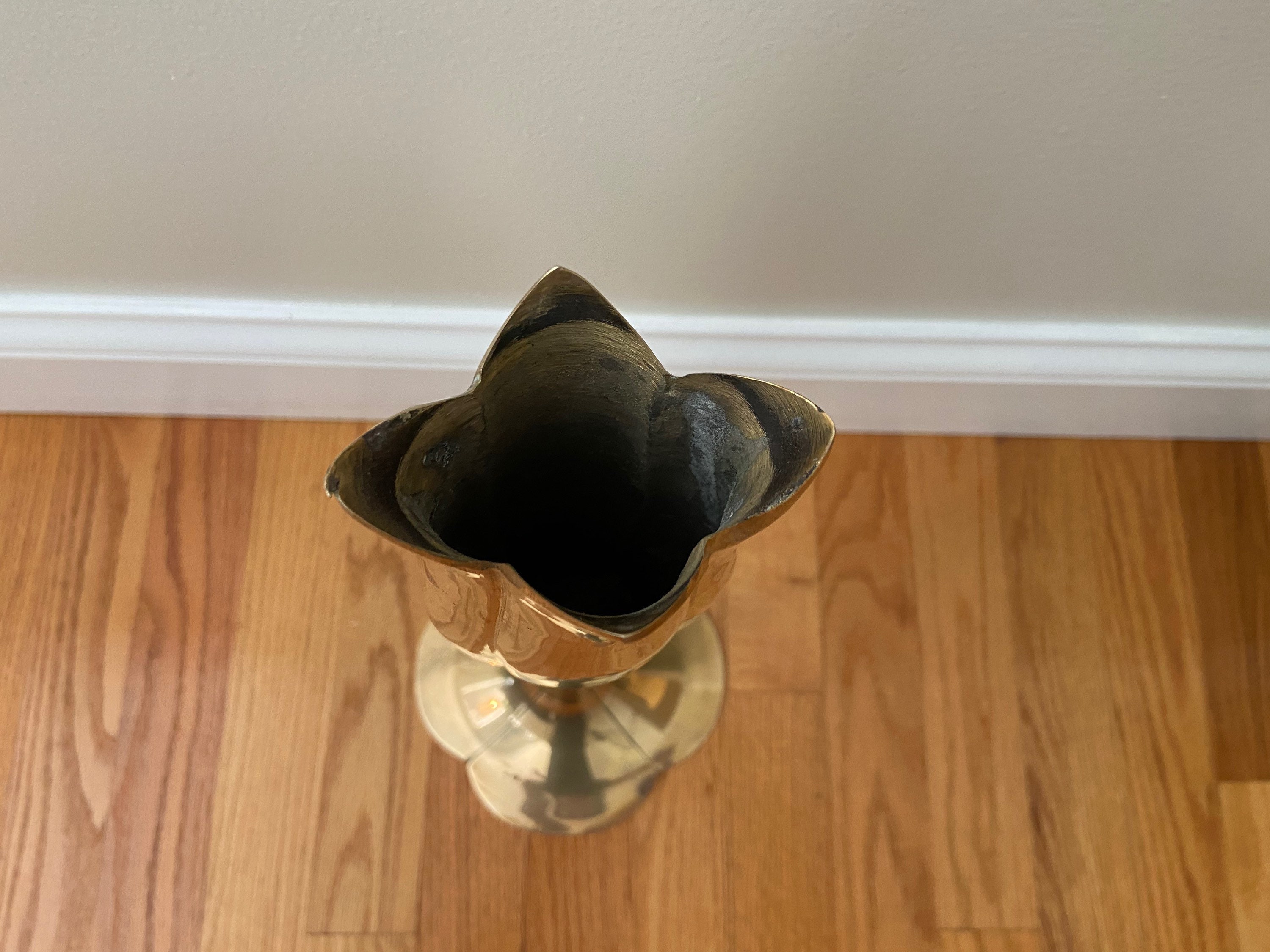 Vintage Solid Brass Tall Vase Etsy