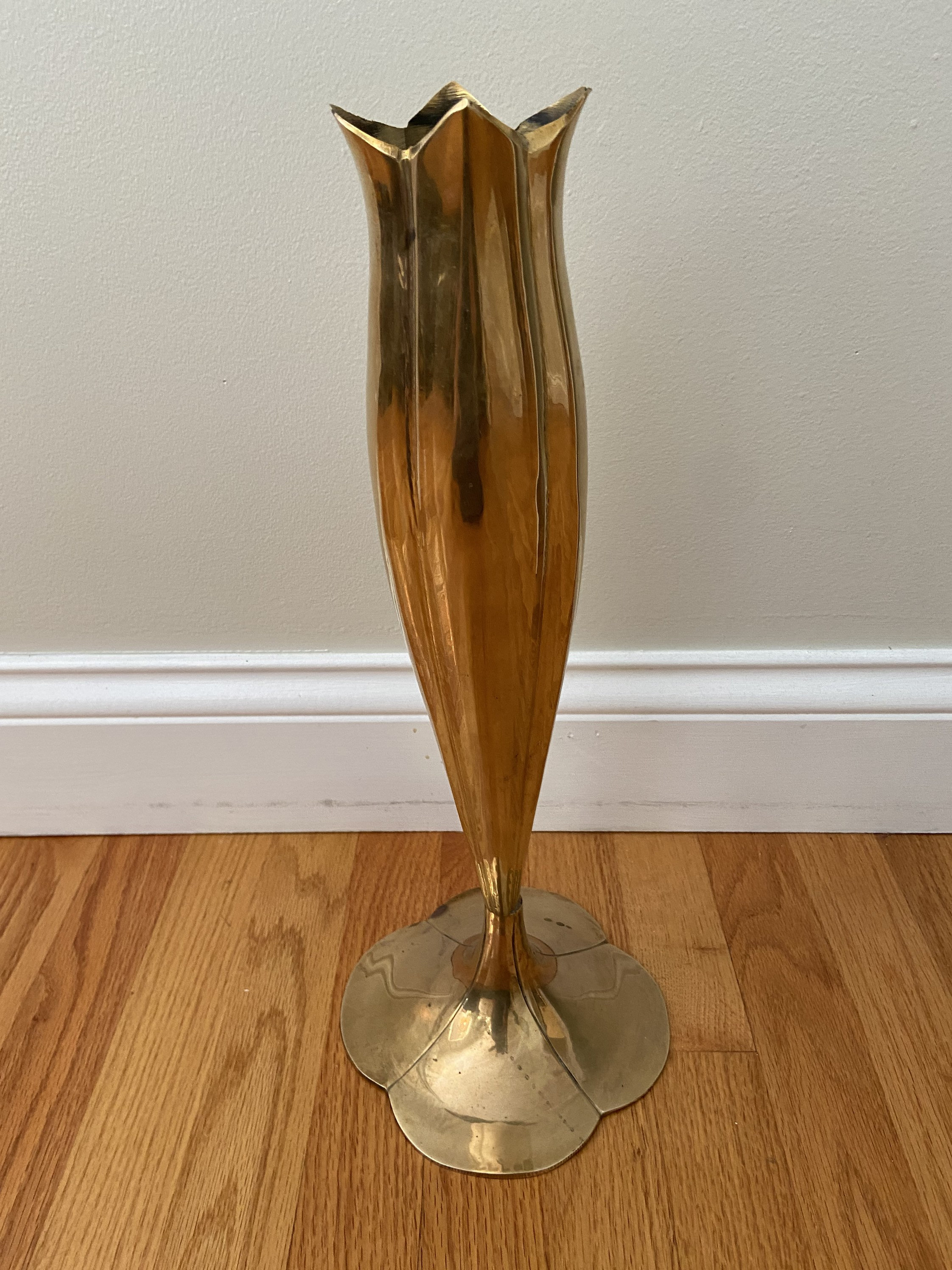 Vintage Solid Brass Tall Vase Etsy