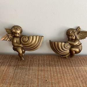 Vintage Gold Cherubs Burwood wall planters set of 2