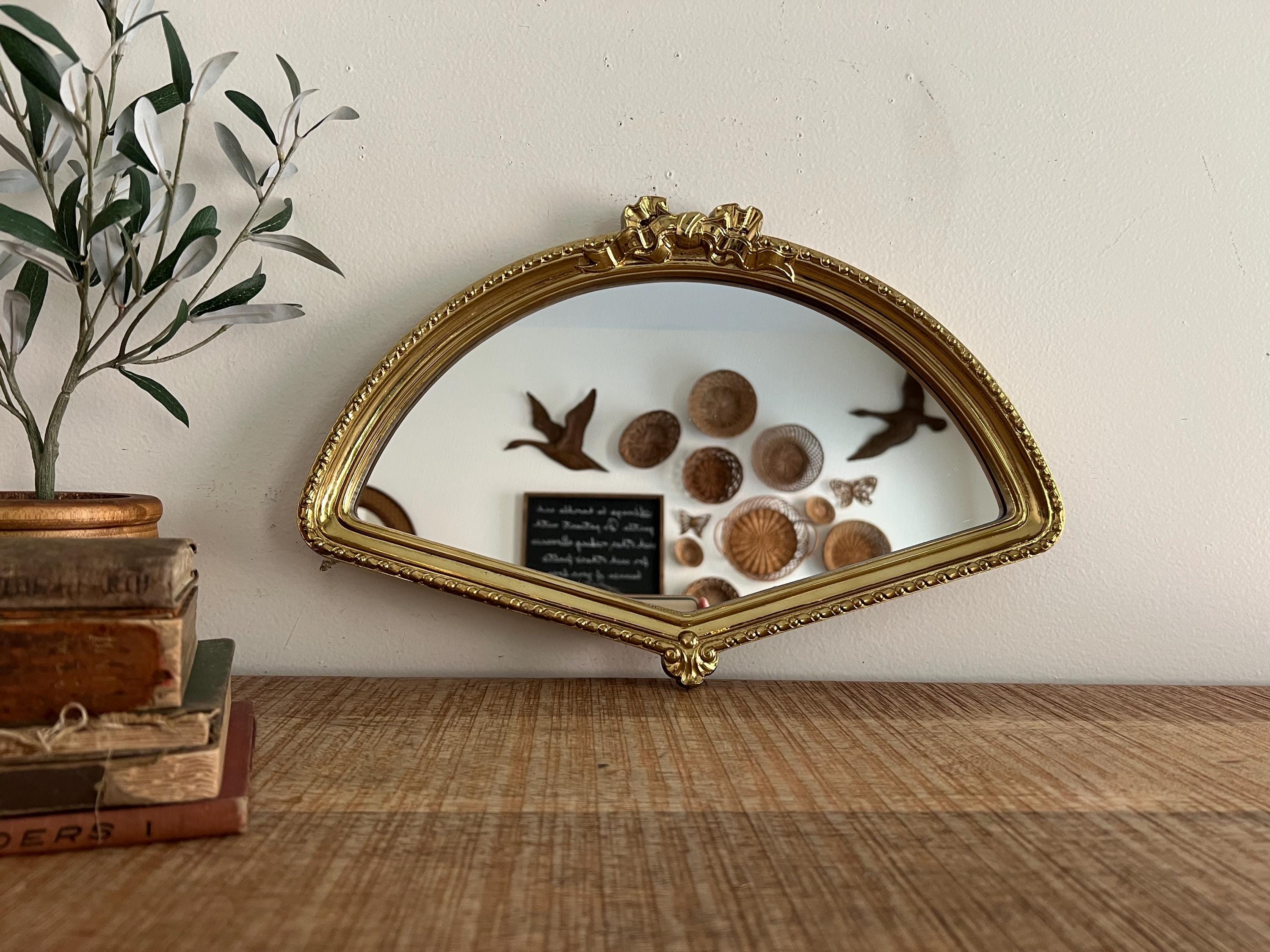Vintage Gold Bow Fan Shape ornate Home Interior Mirror