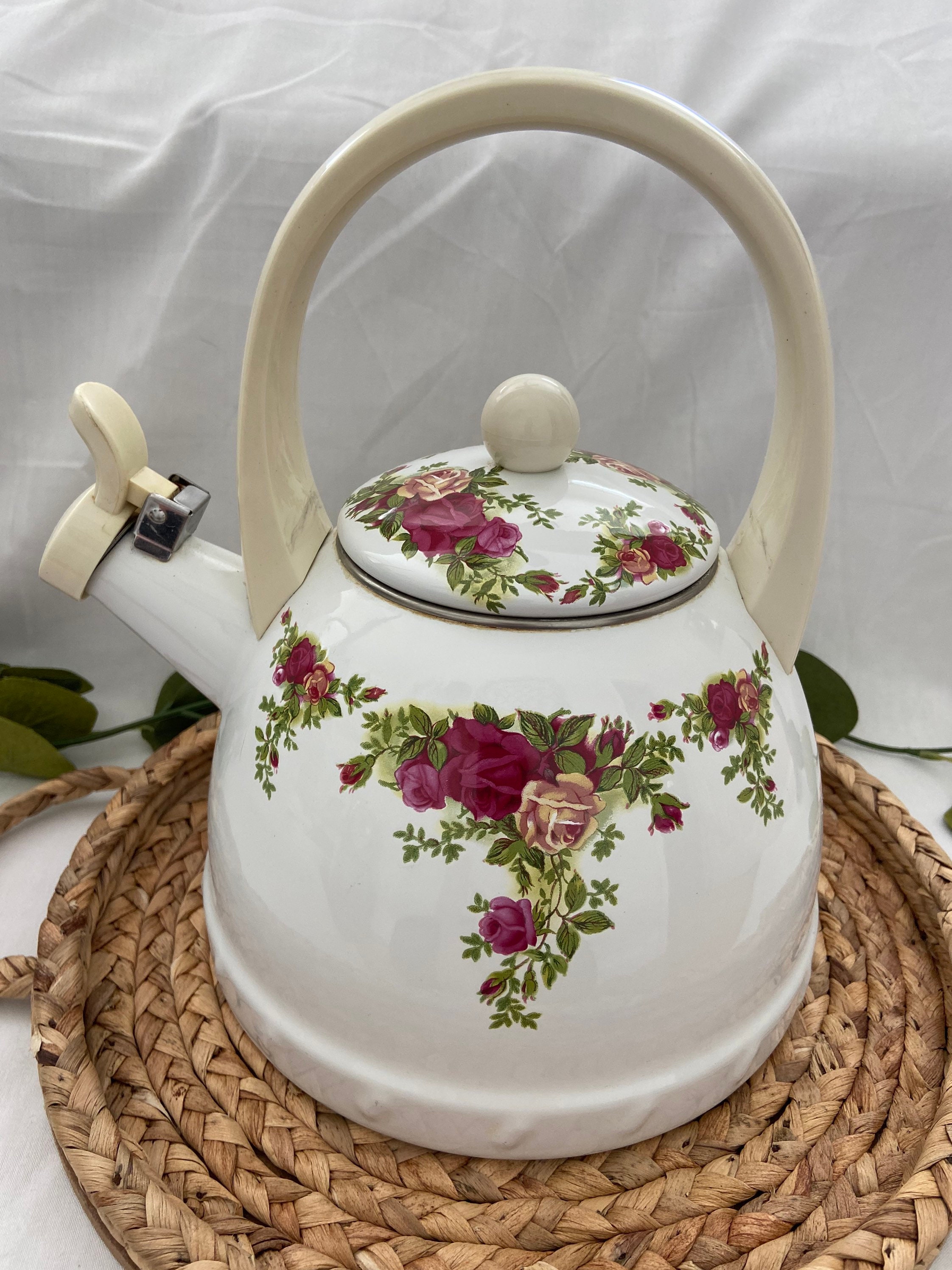 Vintage Old Country Roses Tea kettle with whistle Etsy