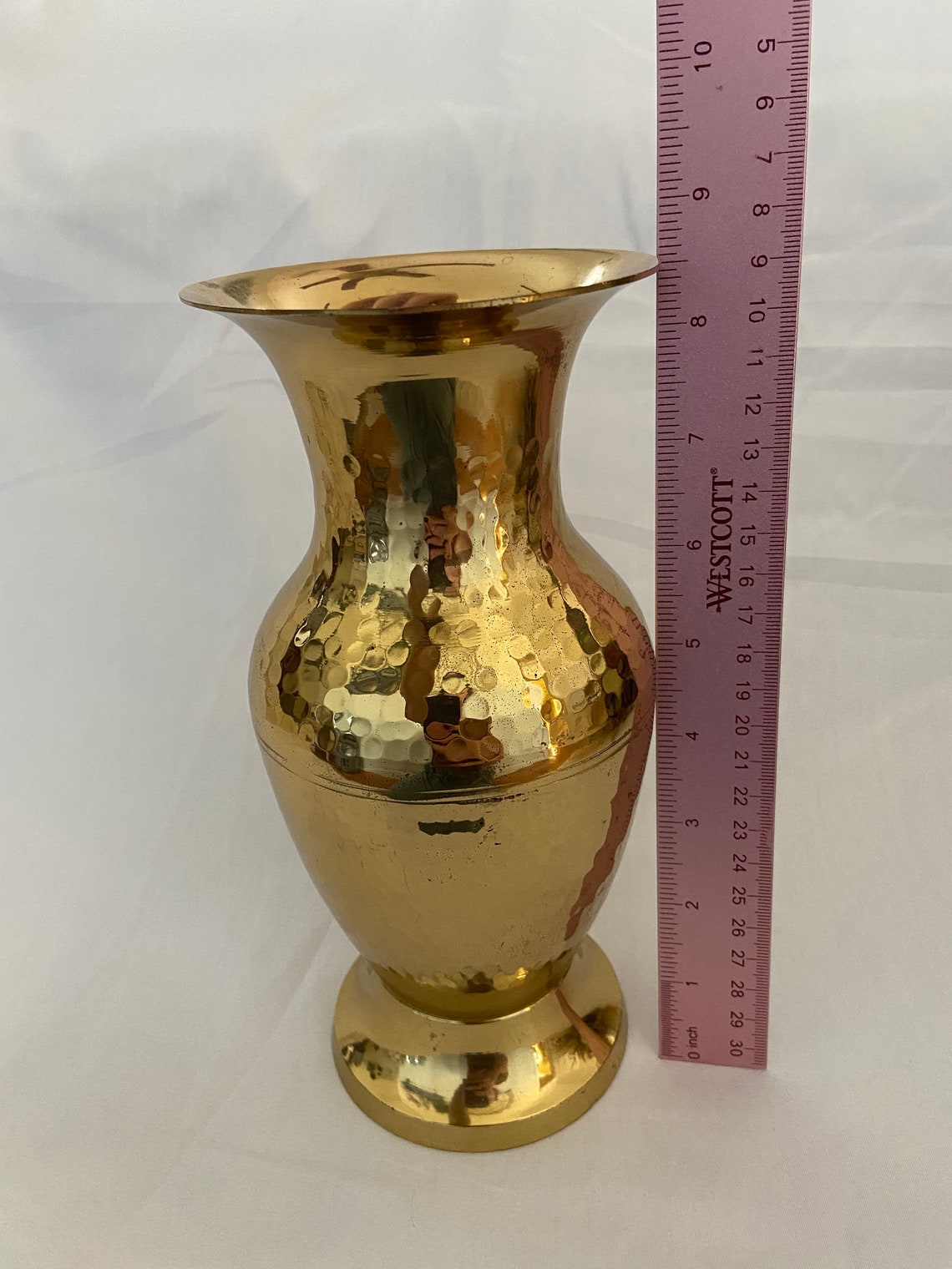 Vintage Brass Hammered Vase Etsy