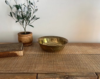 Vintage Brass Bowl/planter with designs