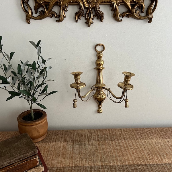 Vintage Brass Tassels/Rope Double Arm wall sconce