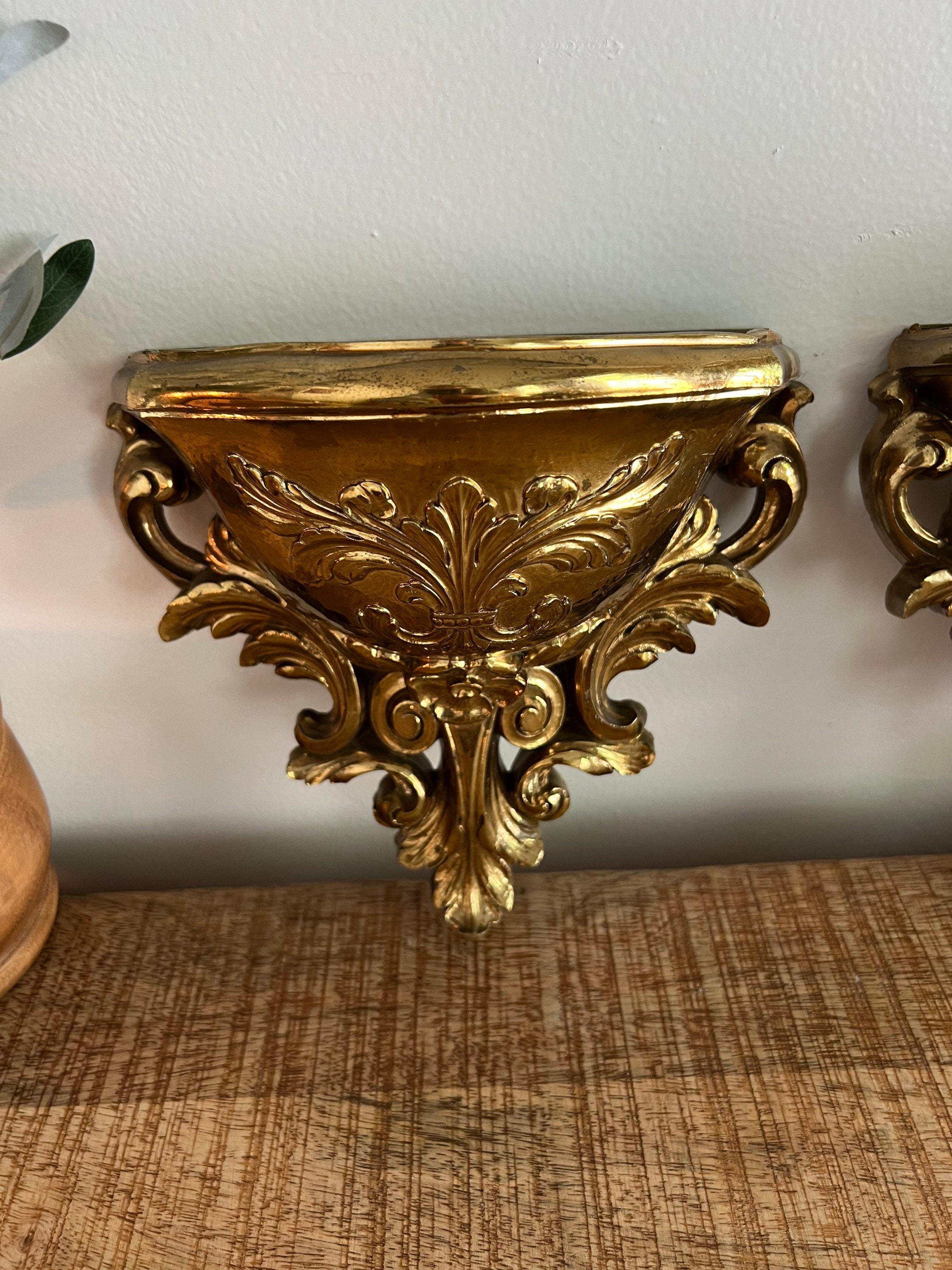 Vintage Gold Wall Planters Set of 2 Etsy