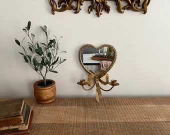 Vintage Gold Ribbon Heart Shape Rope Mirror Double arm sconce