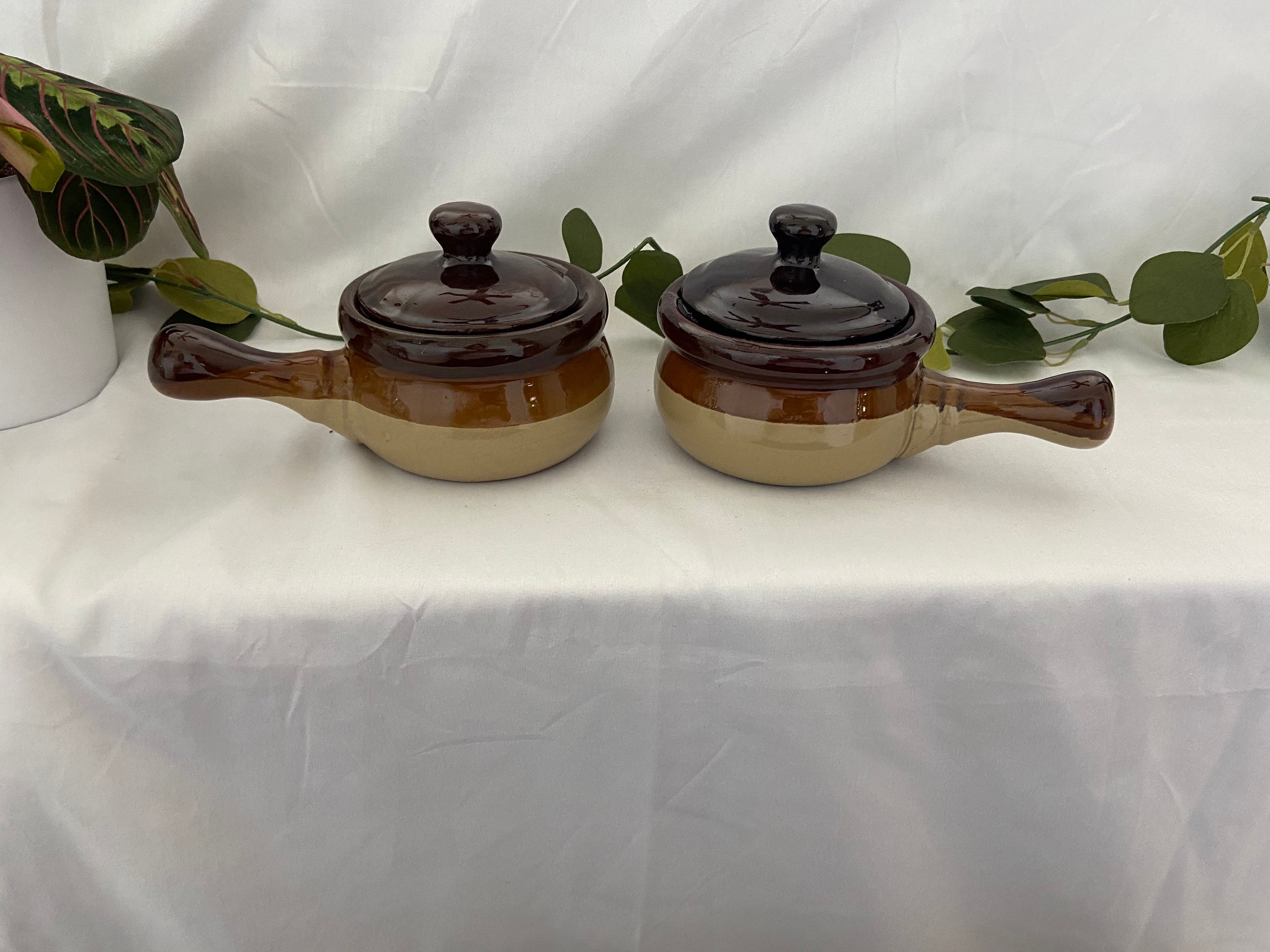Vintage Stoneware soup crocks with handles set of 2 Etsy