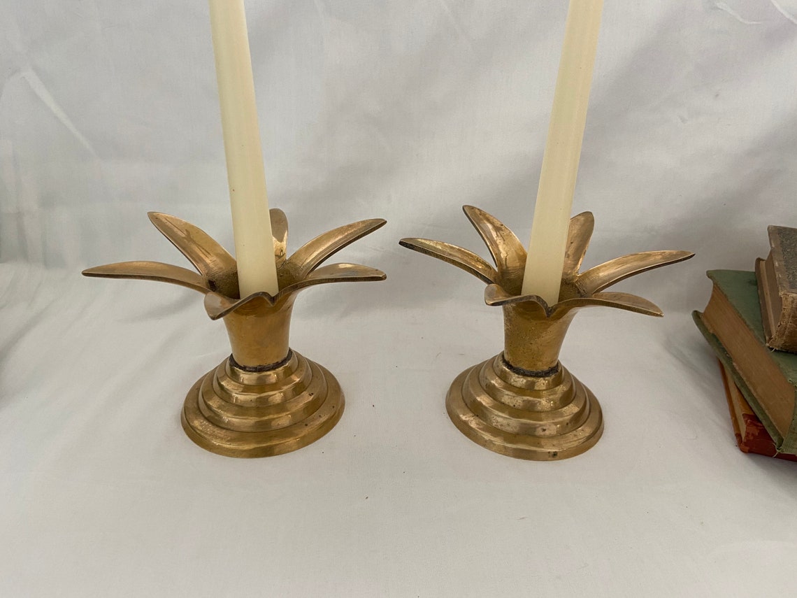 Vintage Brass Pineapple Candlesticks set of 2 Etsy