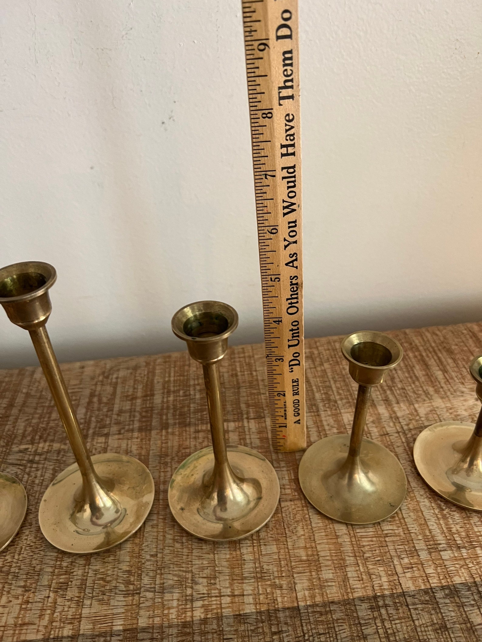 Vintage Brass Tulip Candlesticks Set of 7 Etsy