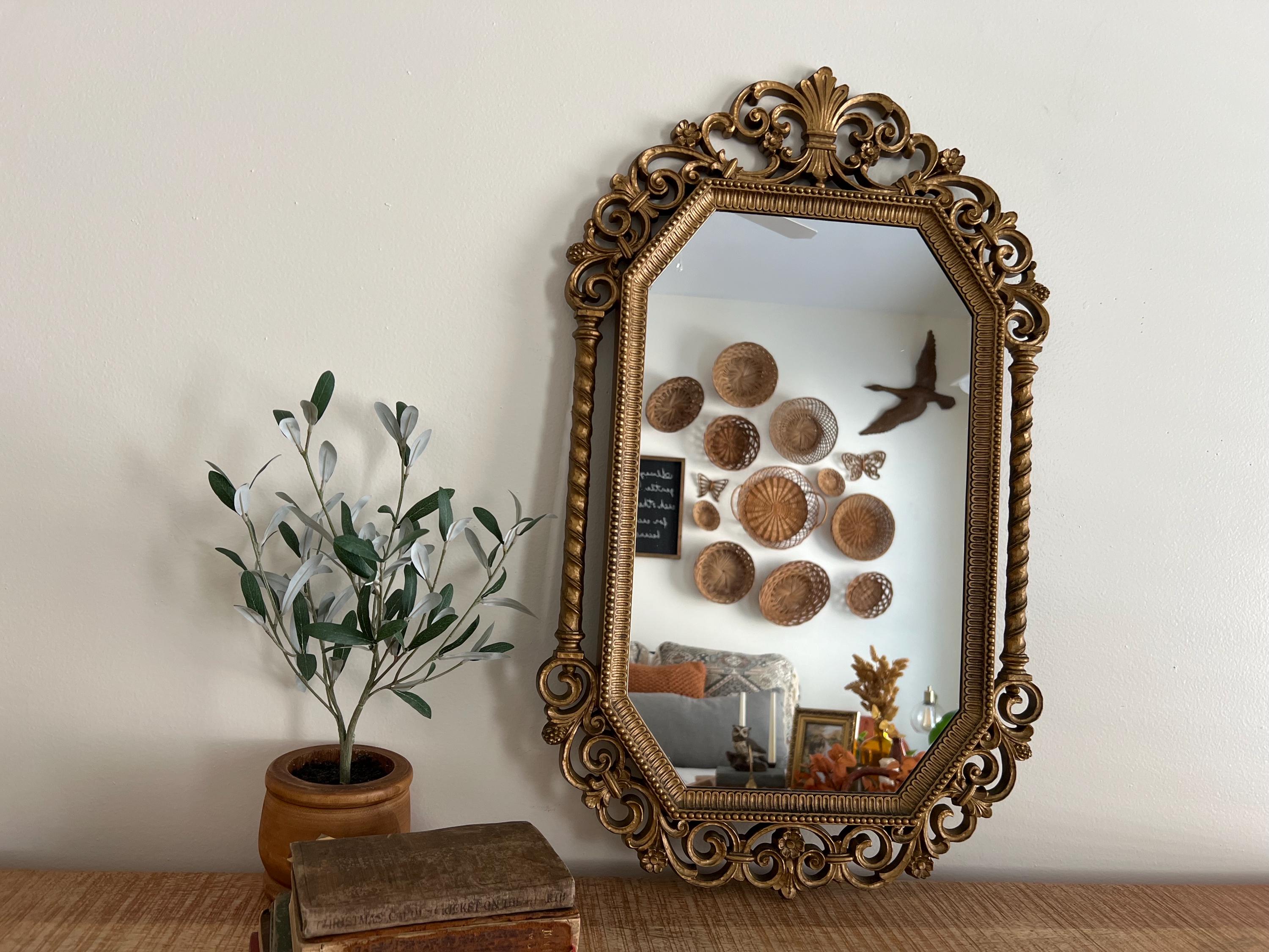 Vintage Gold Ornate Dart Mirror - Etsy