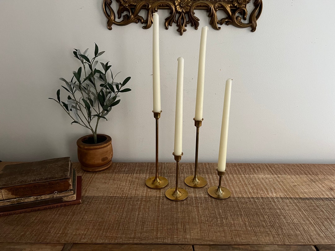 Vintage Brass Tulip Candlesticks Set of 4 Etsy