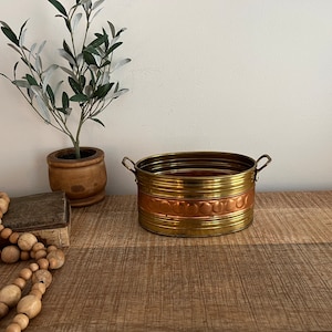 Vintage Brass Oval Planter with handles