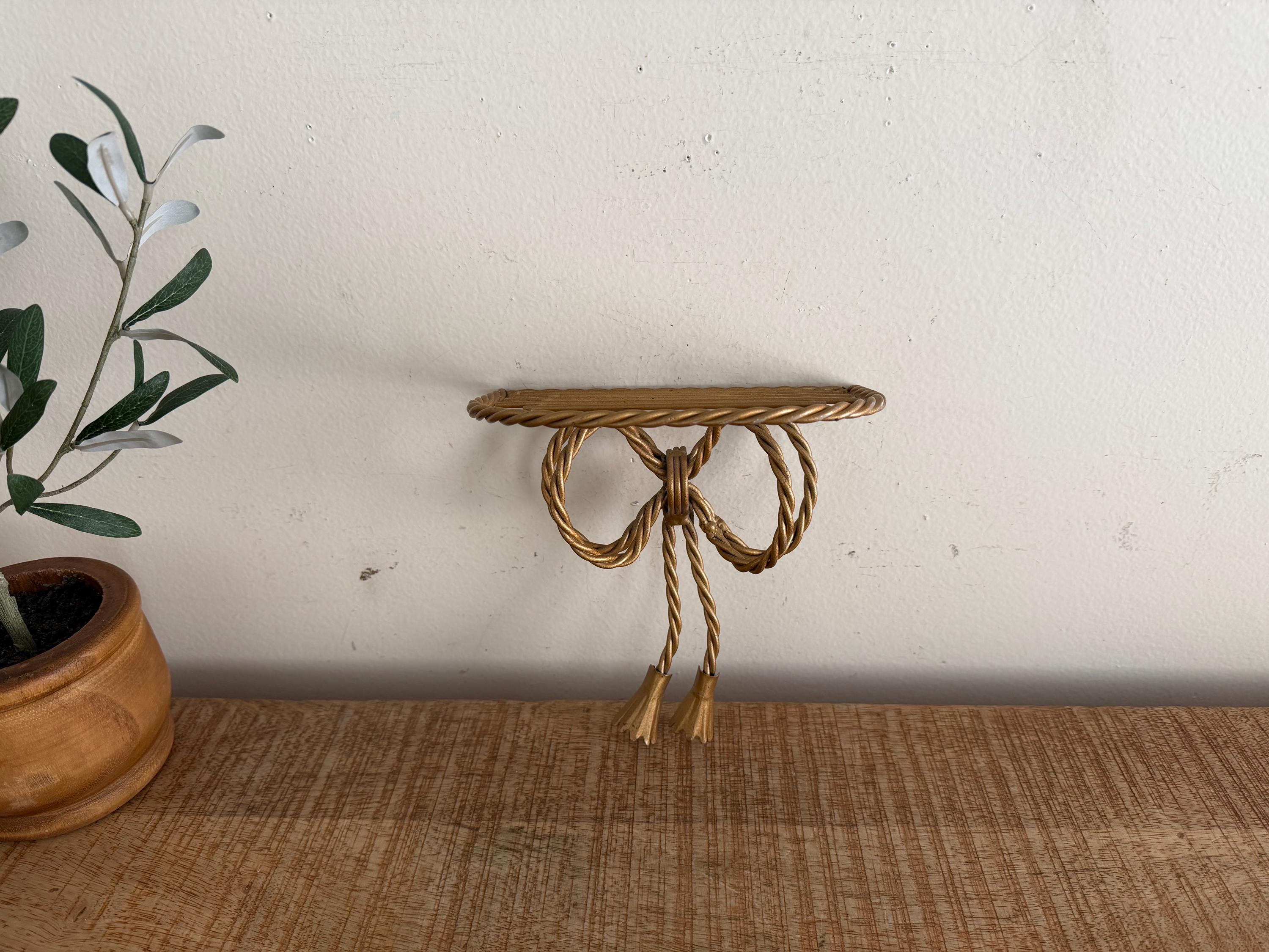 Etagères murale style string en métal imitation bois années 60-70 Vintage Doré/Naturel - Vendu