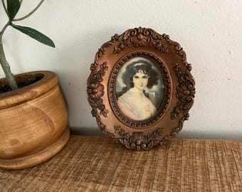Vintage Gold Ornate Cameo Creation Hubak Lady Woman Picture - Etsy