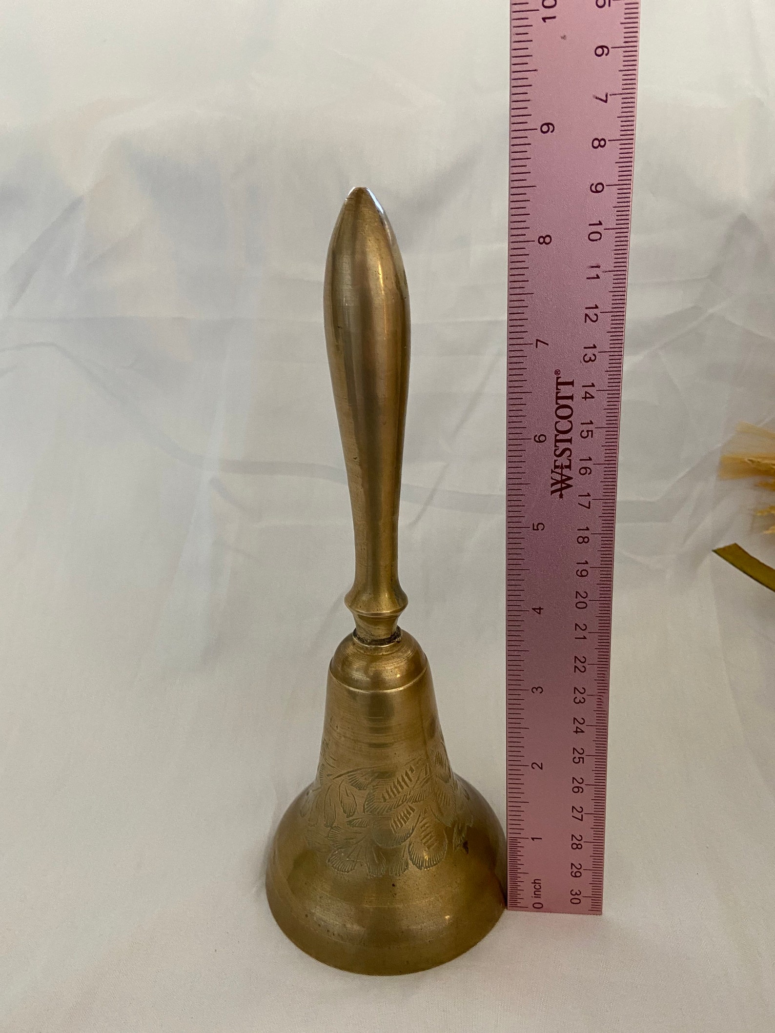 Vintage Brass Etched Bell Etsy