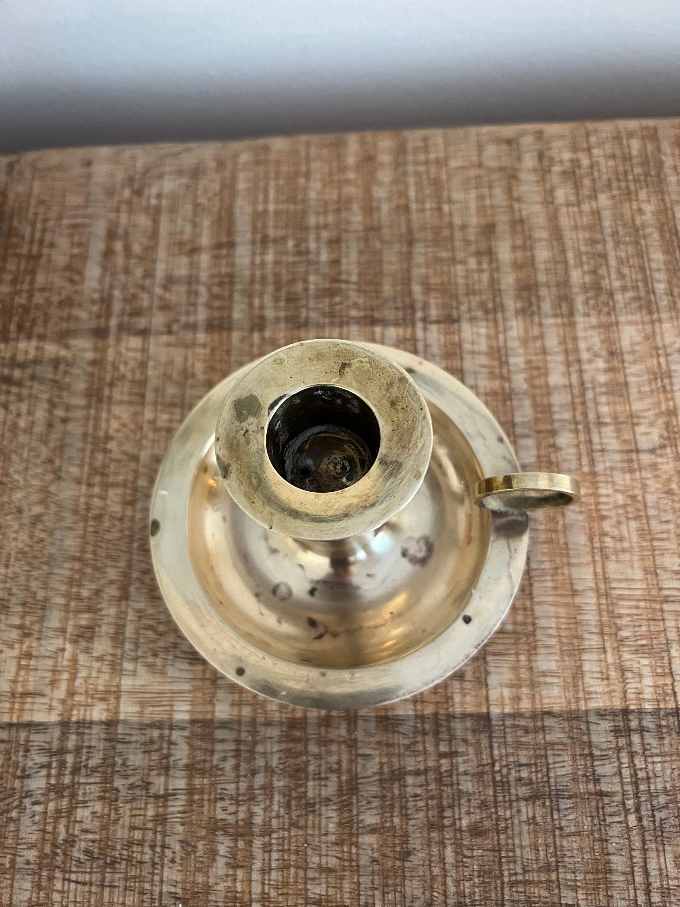 Vintage Brass Candlestick With Handle Etsy