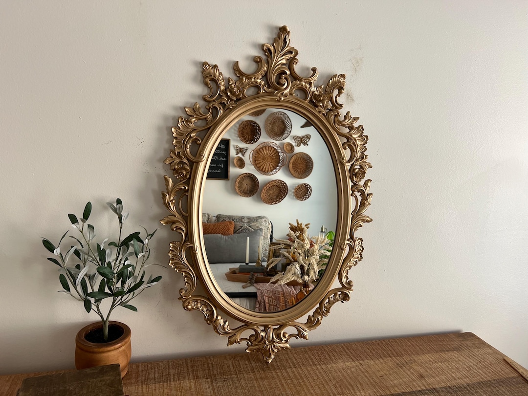 Vintage Gold Ornate Dart Mirror - Etsy