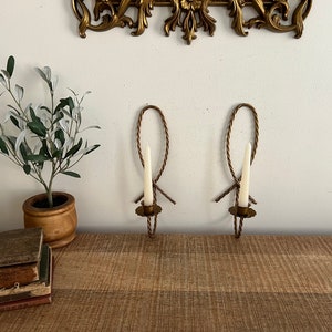 Vintage Gold Rope Sconces set of 2