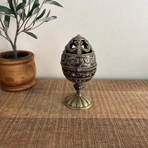 Vintage Brass Jeweled Egg Butterfly Music Box