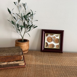 Vintage Wood Mahogany Square with gold trim mirror