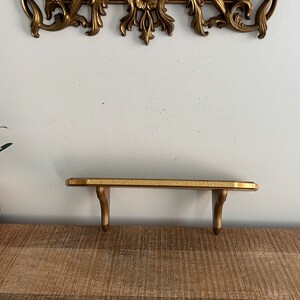 Vintage Gold Wood wall shelf