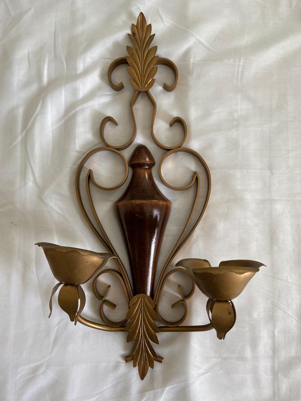 Aplique de doble pared de oro/madera | Etsy