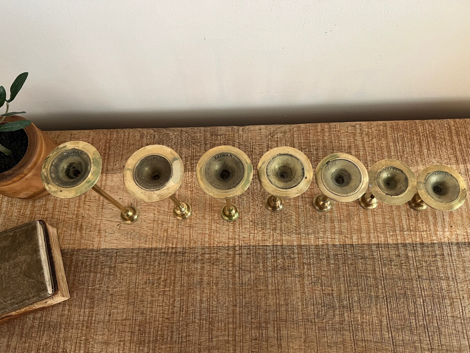 Vintage Brass Tulip Candlesticks Set of 7 Etsy