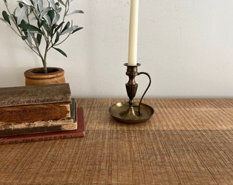 vintage solid brass candlestick with handle