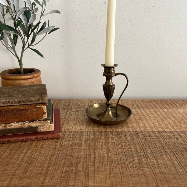 vintage solid brass candlestick with handle