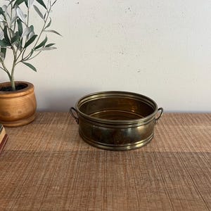 ヴィンテージ真鍮製ラウンドプランター（ハンドル付き）