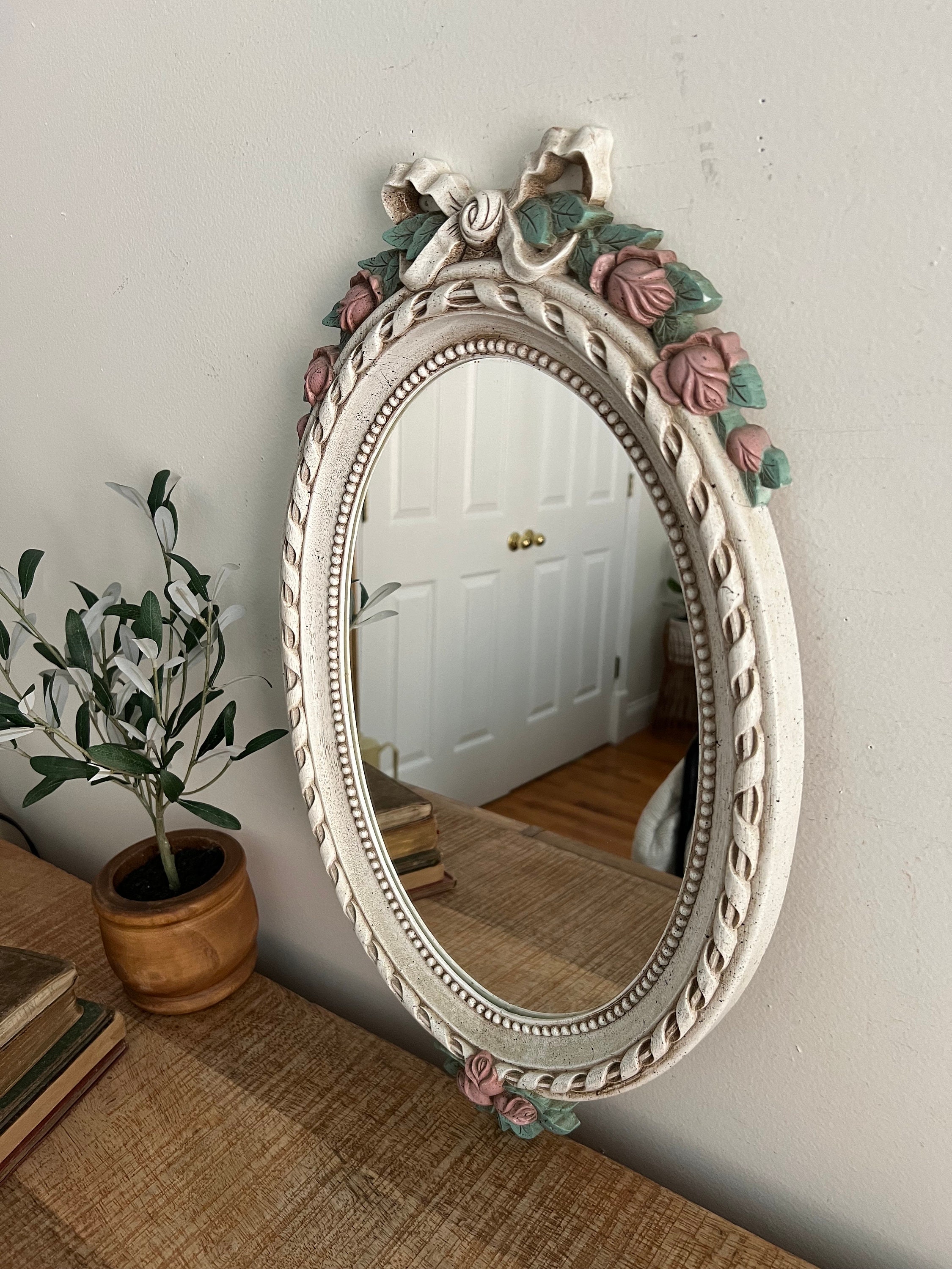 Vintage Bow/ Ribbons/roses Oval Mirror - Etsy