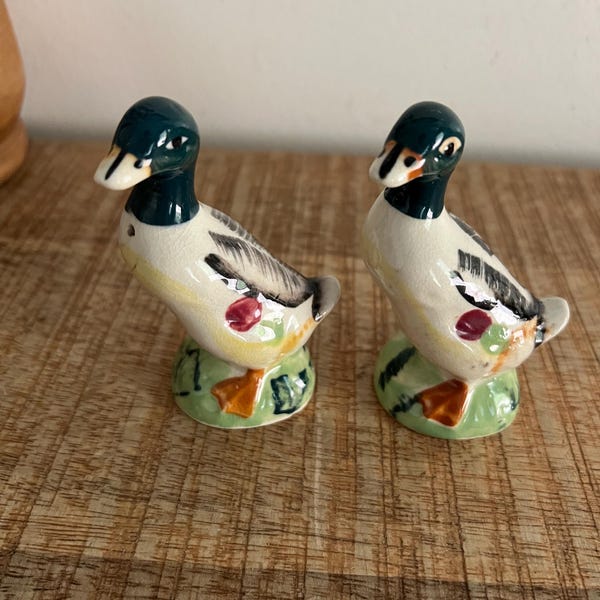 Vintage Ducks Salt and Pepper Ceramic Shakers set of 2  made in Japan