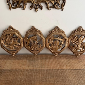 Vintage Gold Ornate Musical Homco wall decor set of 4