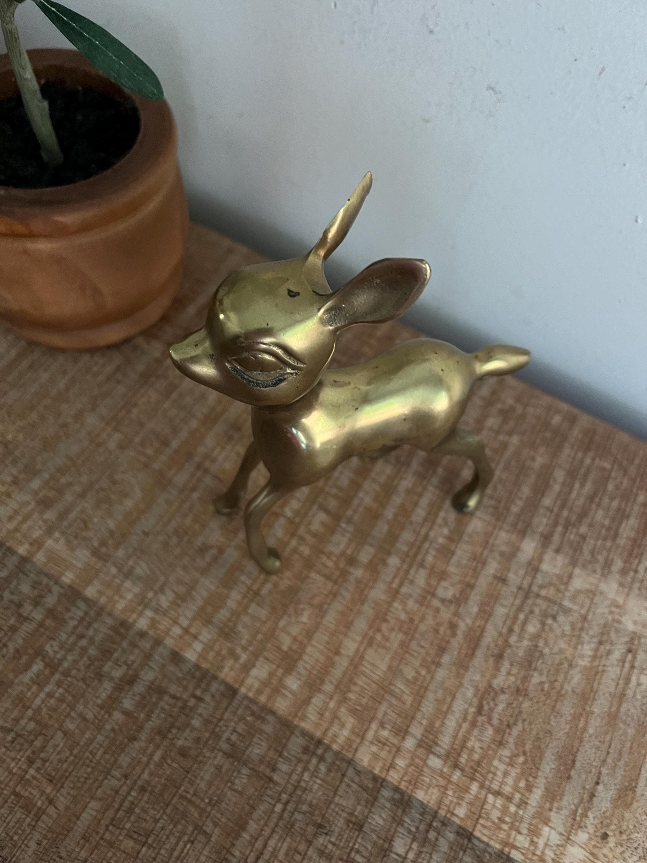 ヴィンテージ真鍮鹿 ビンテージの真鍮オブジェ/二頭の鹿 - Kio