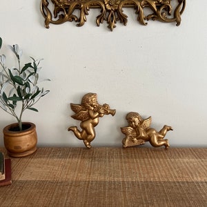 vintage gold cherubs wall decor set of 2