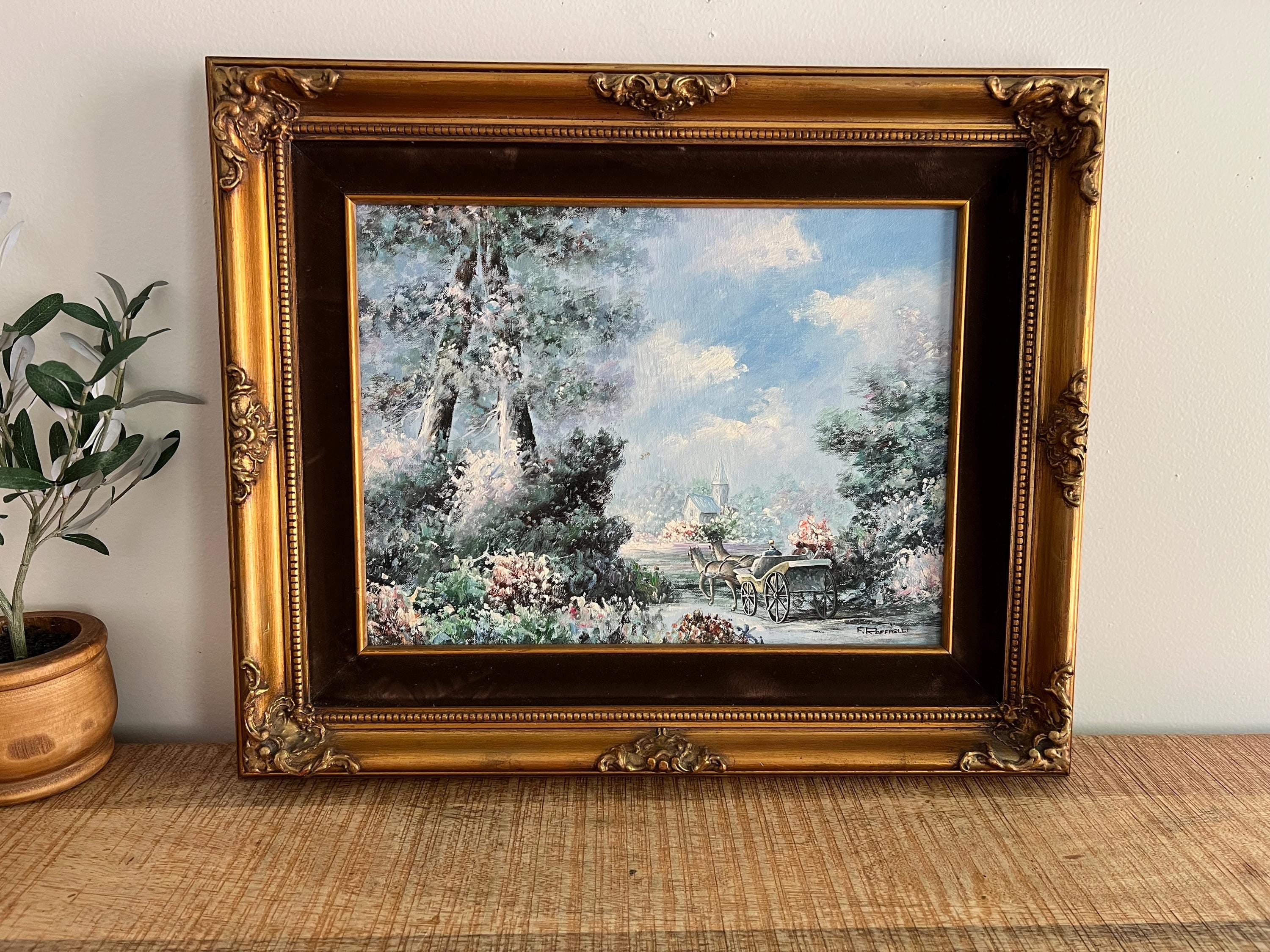 【French Vintage Oil Painting】　油絵　フランス Vintage Jean Francois Raffaelli Oil Painting, Ornate Gold Frame