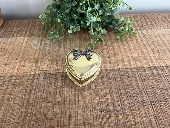 Vintage Brass Heart Trinket box - image 1