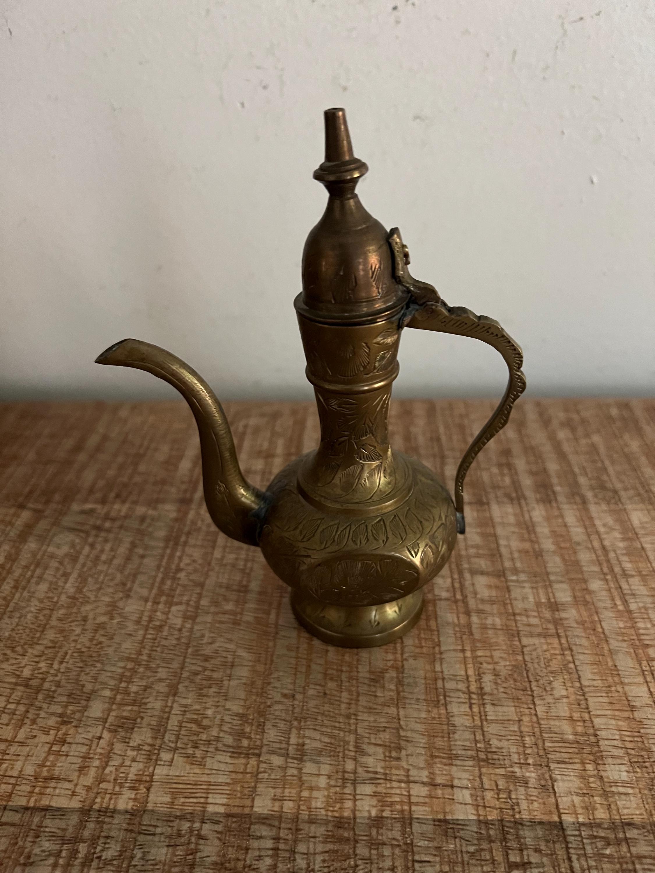 ヴィンテージ真鍮エッチングインドティーポット - Etsy 日本