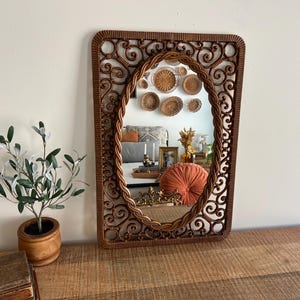 Vintage Faux Wood Rattan Syroco Mirror